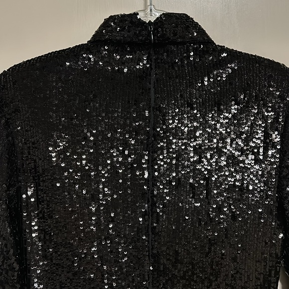 Express Women's Black Sequin Jumpsuit Size XS Petite Party V-Neck - Picture 9 of 10